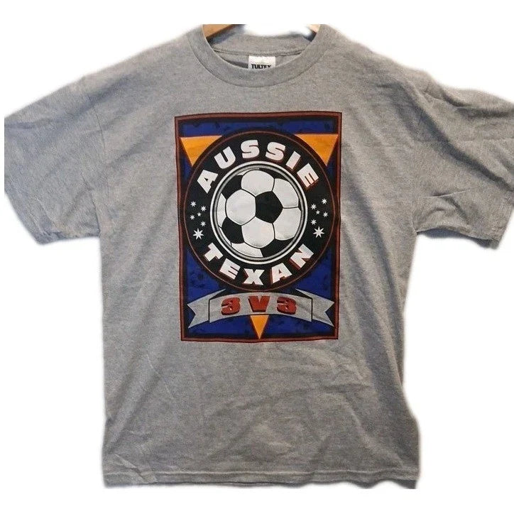 Tultex Graphic T Shirt Mens Large Gray Soccer 3v3 Casual Short Sleeve Tee Unisex , , , Long Sleeve Tee