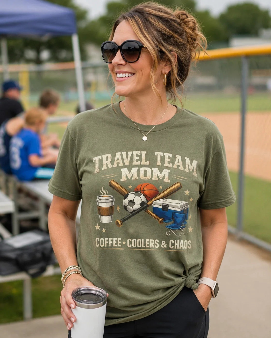 Travel Team Mom | Sports Mom Baseball Basketball Soccer Unisex , , , Long Sleeve Tee