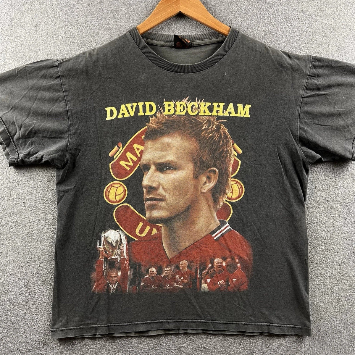 Vintage David Beckham Shirt Mens Large Black Faded Big Print Rap Tee 90s RARE Unisex , , , Long Sleeve Tee