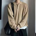 For Men's Casual Retro Knitwear Loose Oversize Sweater with Loose Collar Unisex , , , Long Sleeve Tee