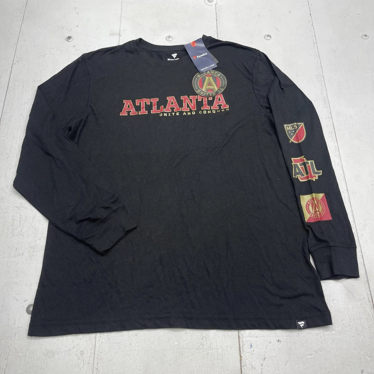 Atlanta United FC Shirt Mens XL Black MLS Soccer Long Sleeve Tee Fanatics Unisex , , , Long Sleeve Tee