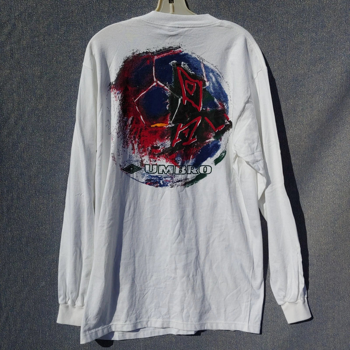 VTG NWT 90s Umbro Soccer Long Sleeve Shirt SZ L USA Runs small Multicolor Ball Unisex , , , Long Sleeve Tee