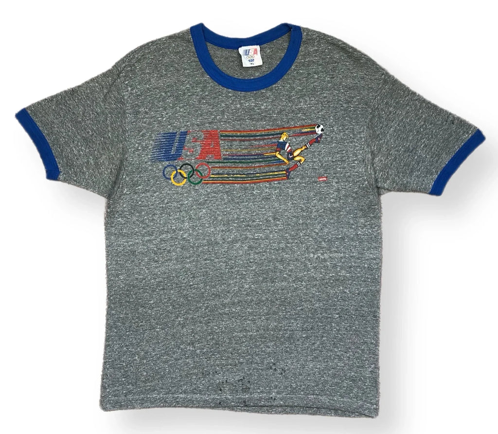 Vintage 1984 Olympic Games LA Levis USA Soccer Graphic Ringer Size XL Unisex , , , Long Sleeve Tee