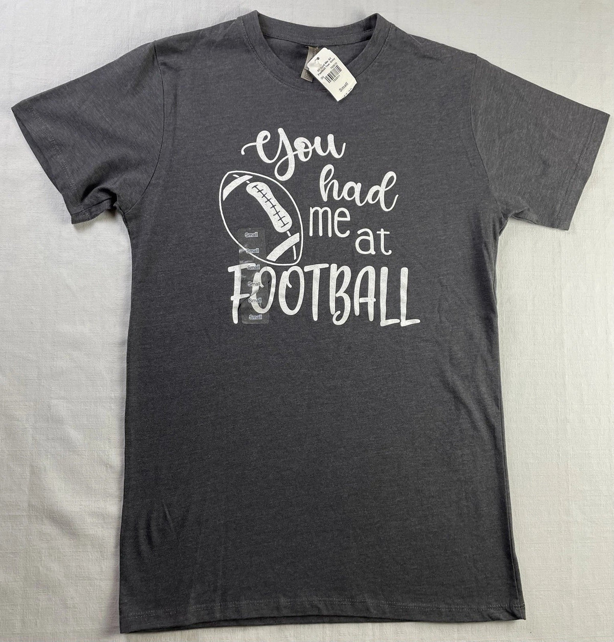 Football T shirt "You Had Me At Football" Tee Adult Small Gray - Gameday Shirt Unisex , , , Long Sleeve Tee