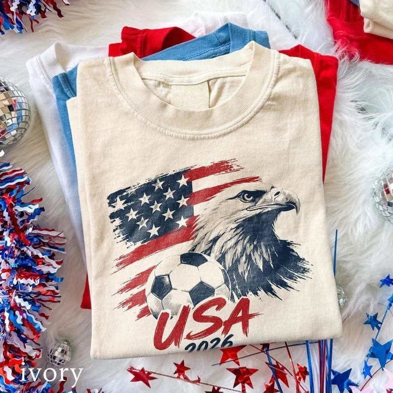 Vintage USA World Cup 2026 Soccer Shirt, American Eagle Football Fan Graphic Tee Unisex , , , Long Sleeve Tee