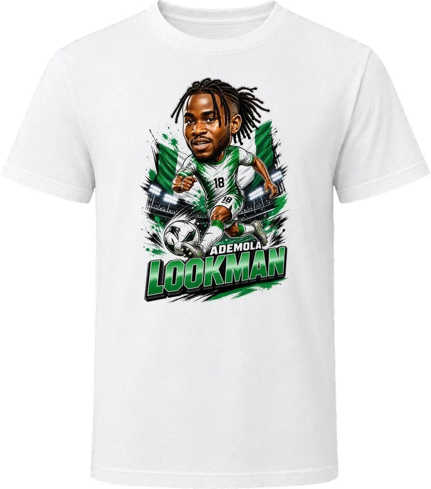Ademola Lookman, Nigeria Caricature Soccer 2026 T Shirt Unisex , , , Long Sleeve Tee