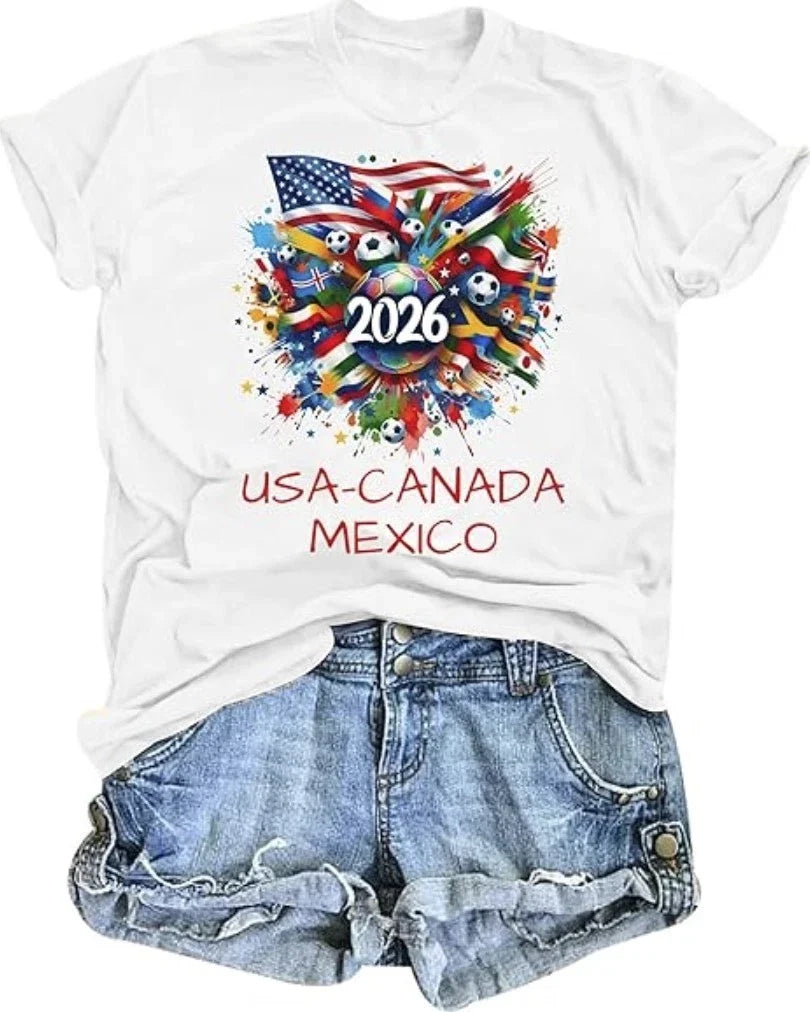 AMWIPE Soccer Cup 2026 Shirt for Women USA Football Match Jersey Unisex , , , Long Sleeve Tee