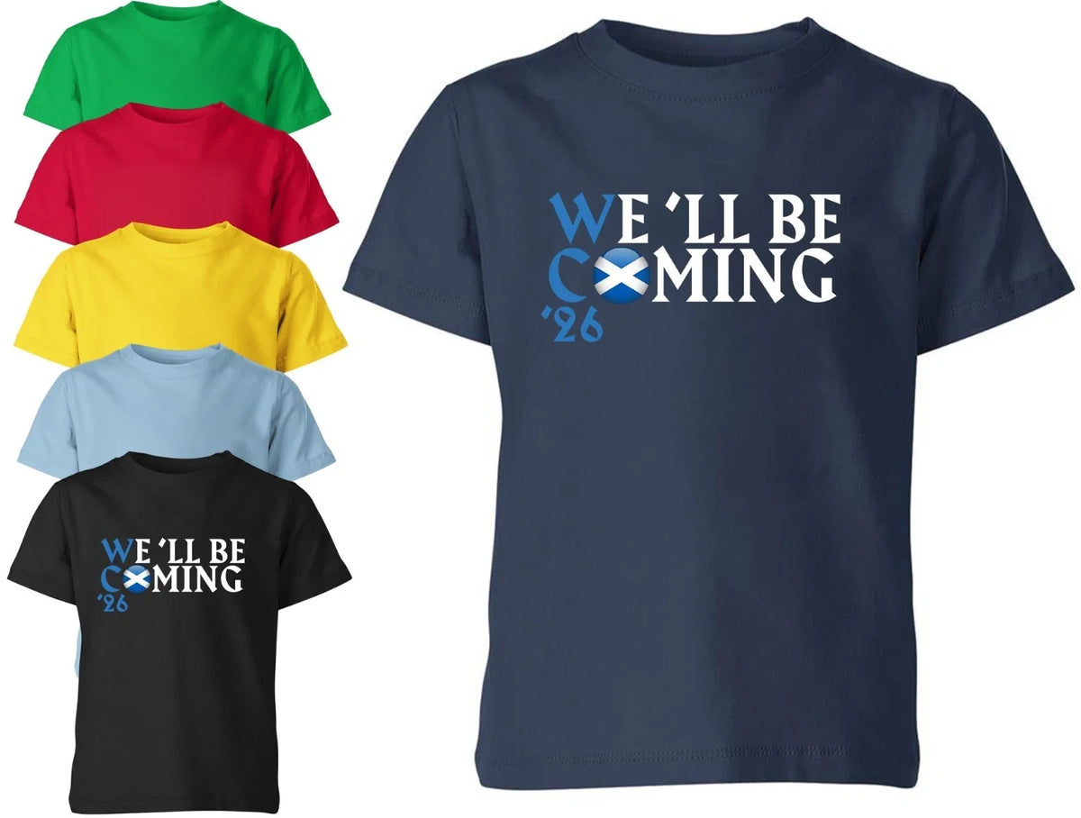 Scotland Football We'll Be Coming 2026 World Cup Unisex Kids Soccer Top Unisex , , , Long Sleeve Tee