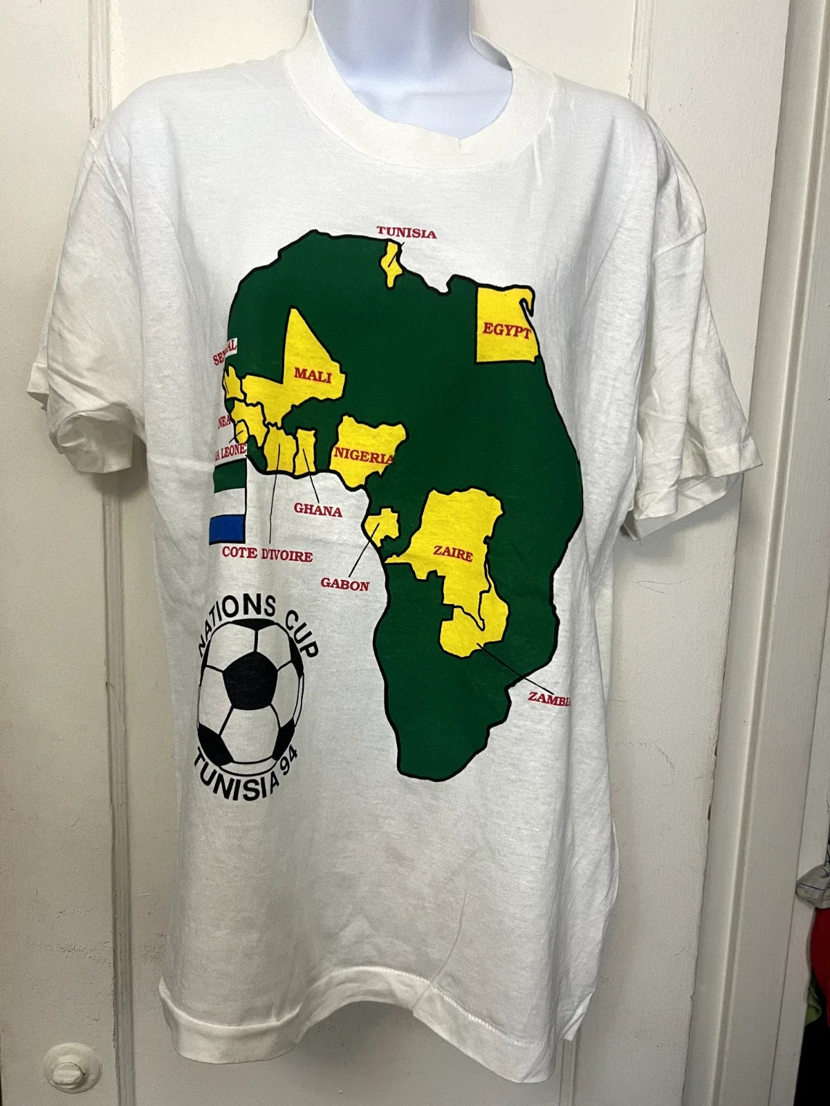 Vintage : AFRICA NATIONS CUP 1994 - White - Size: Large New Old Stock Unisex , , , Long Sleeve Tee