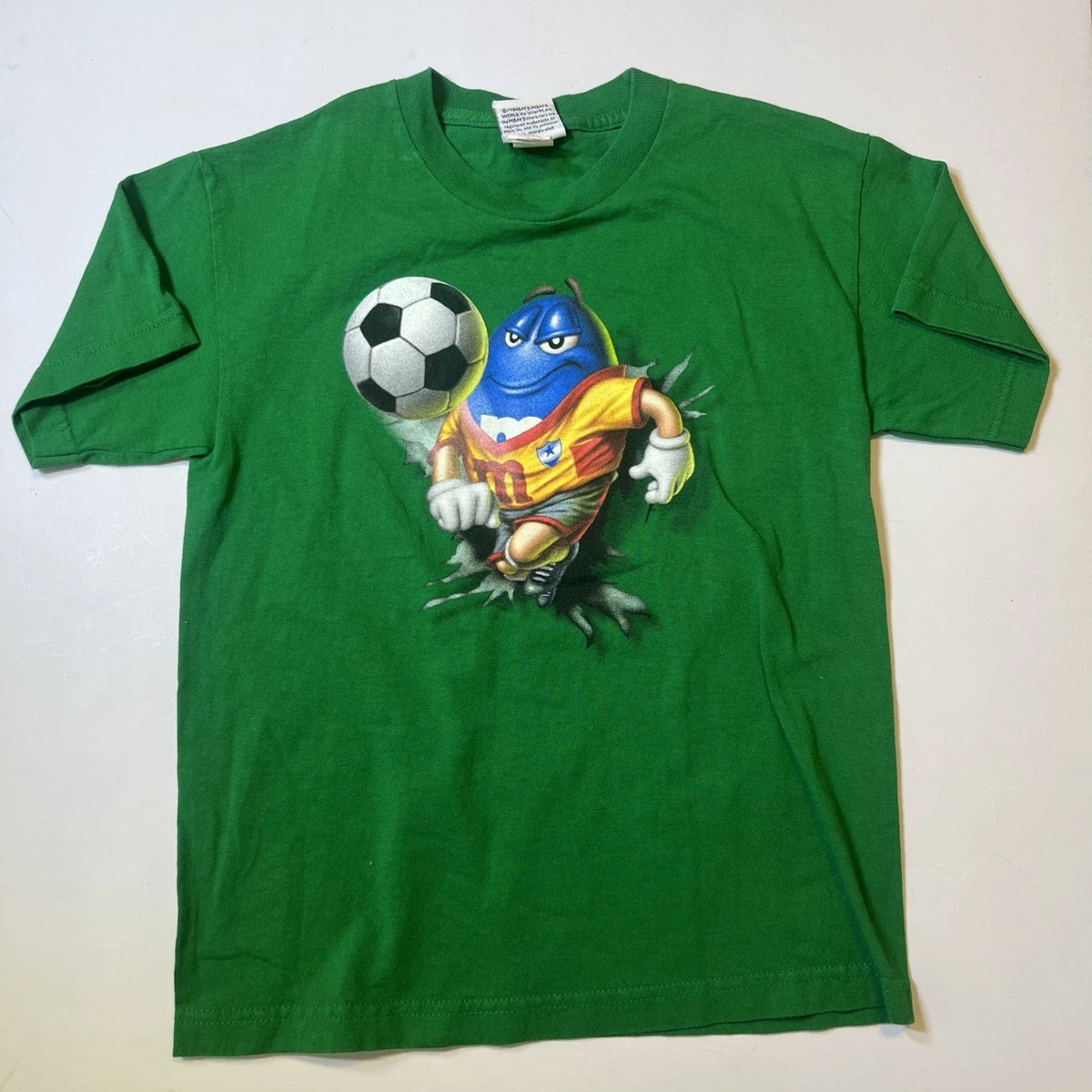 Vintage m&m blue M&M character playing soccer rare kids medium Unisex , , , Long Sleeve Tee
