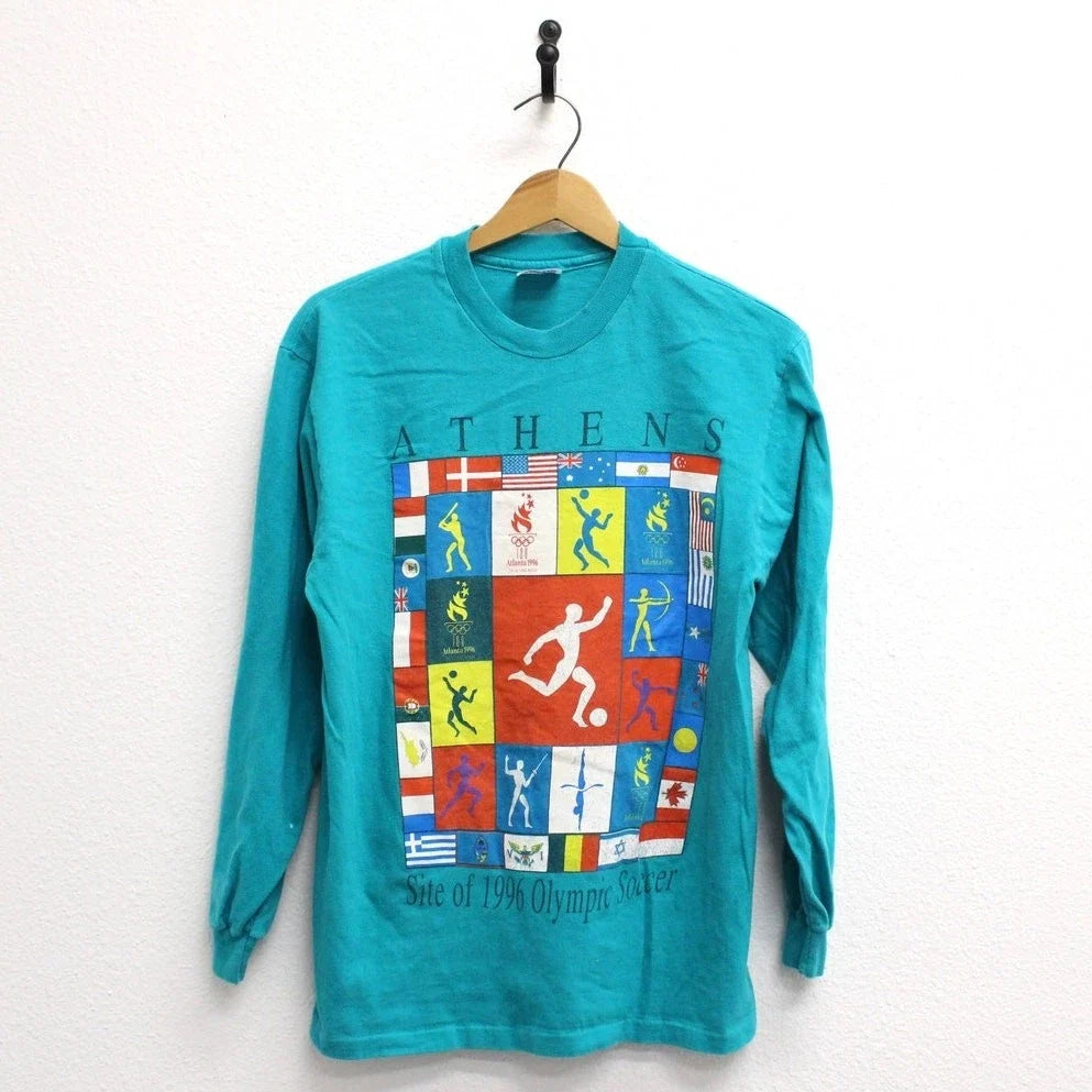 Vintage Athens Georgia 1996 Olympic Soccer Long SleeveT Shirt Medium Unisex , , , Long Sleeve Tee