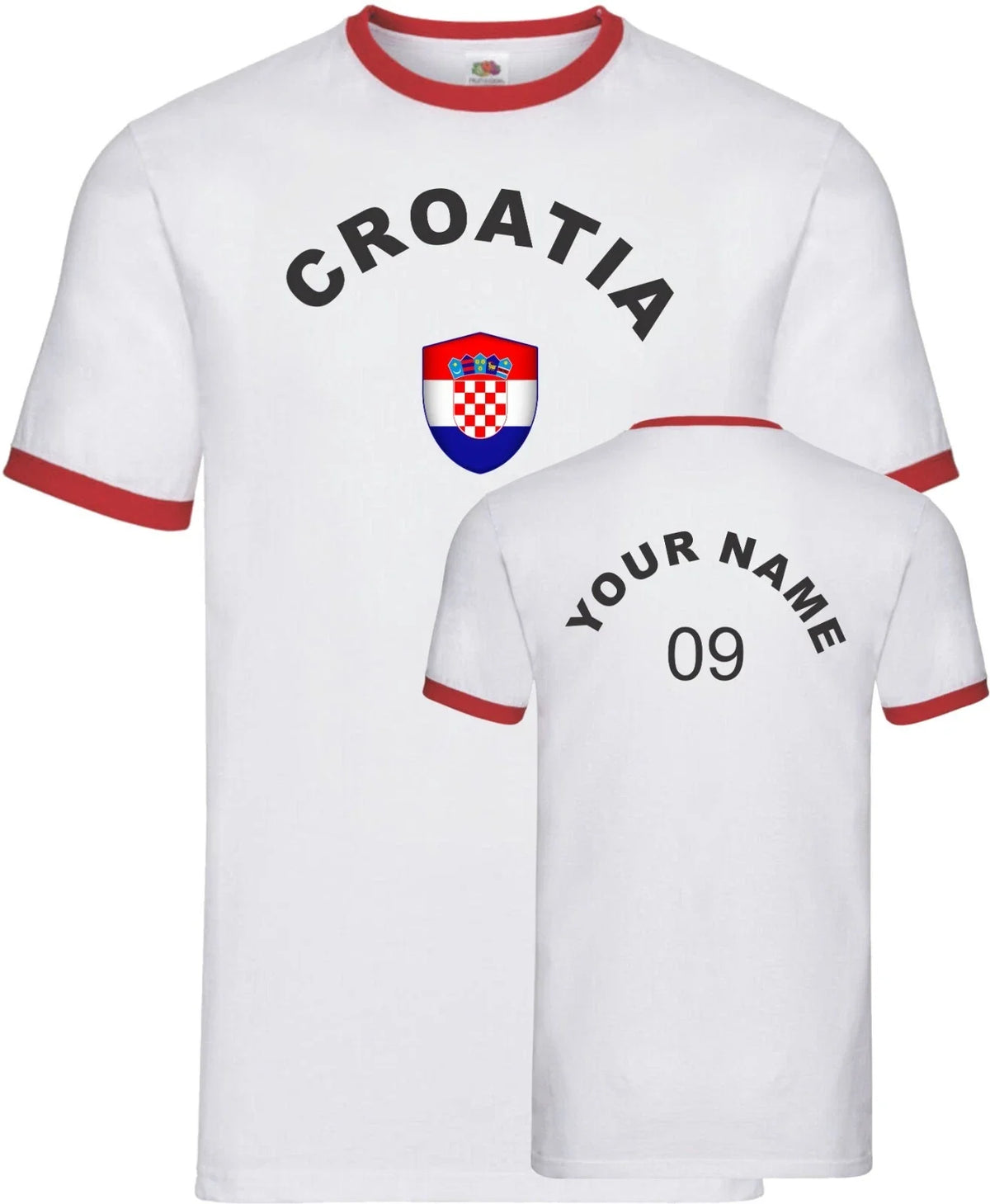 Personalised Croatia Football Ringer Soccer Fans Sport Flag Badge Gift Unisex , , , Long Sleeve Tee