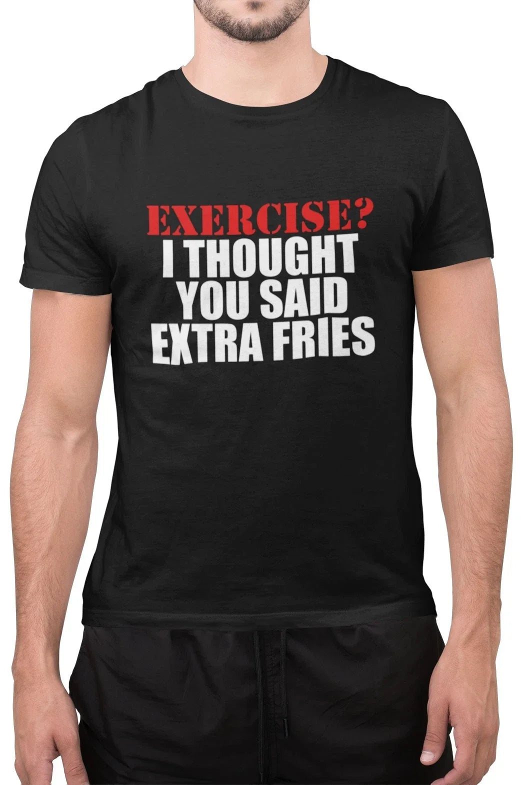 Funny Exercise I Thought You Said Extra Fries Gym Foodie Food Lover Lazy T Shirt Unisex , , , Long Sleeve Tee
