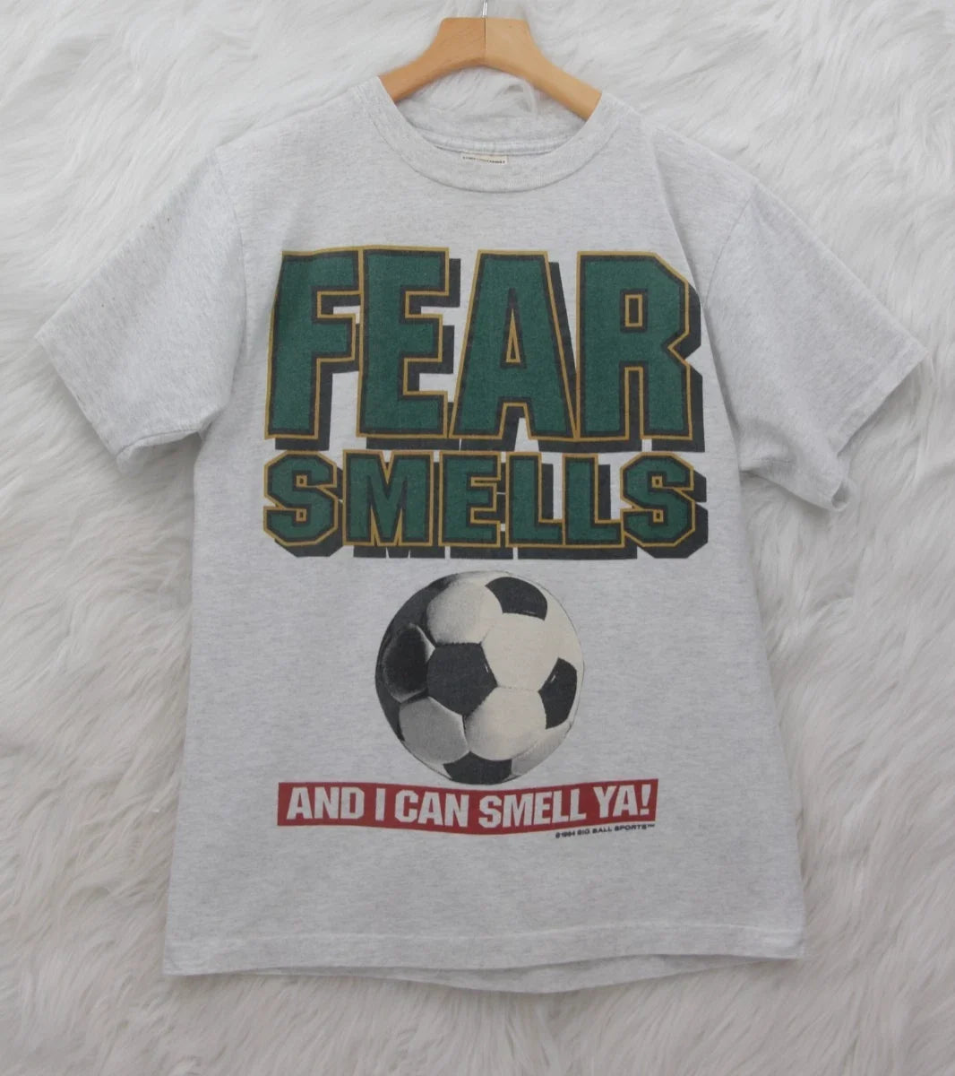 Vtg 94 Soccer is Life Big Ball Sports Double Sided 90s Tee Shirt M Fear Smells Unisex , , , Long Sleeve Tee