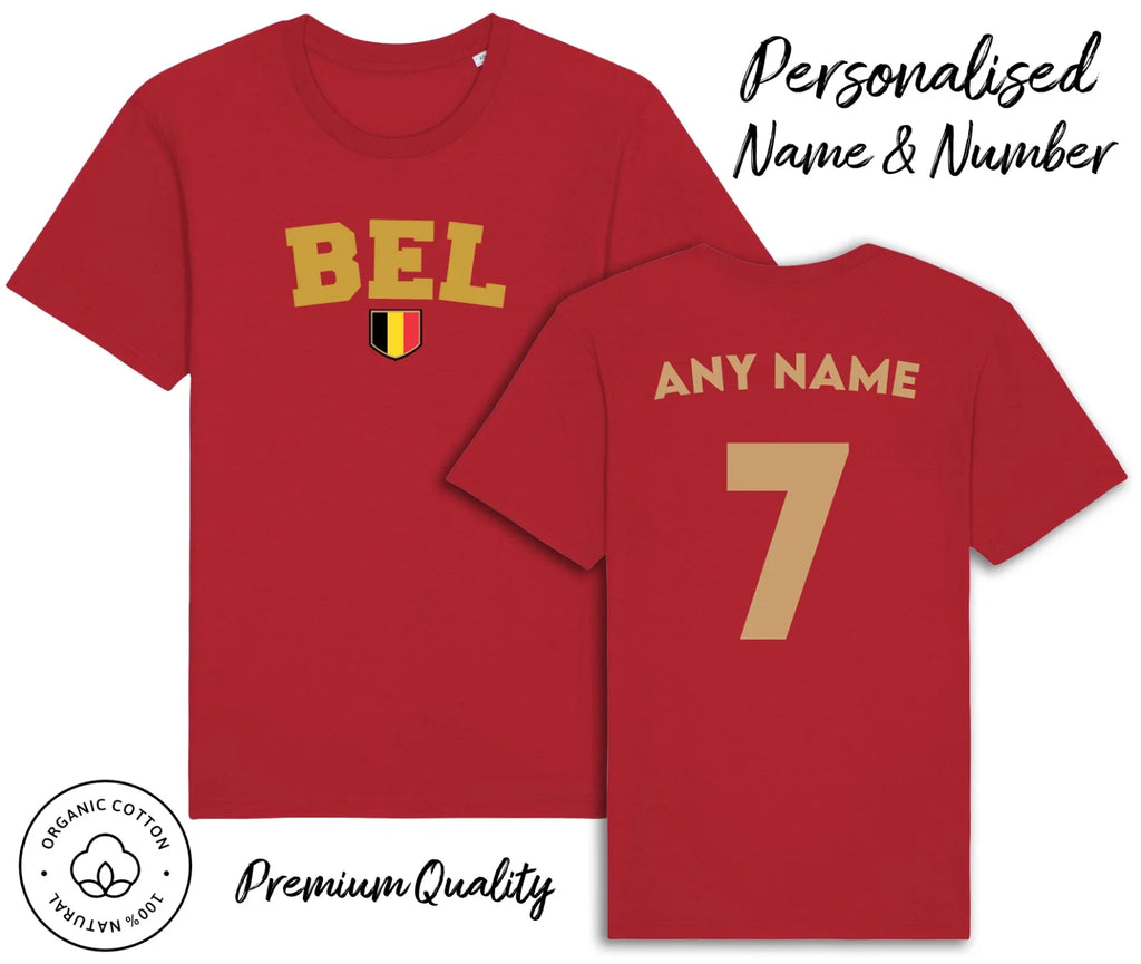 Belgium BEL 2026 Personalised Name & No Adult Kids Baby, Football Euro Unisex , , , Long Sleeve Tee