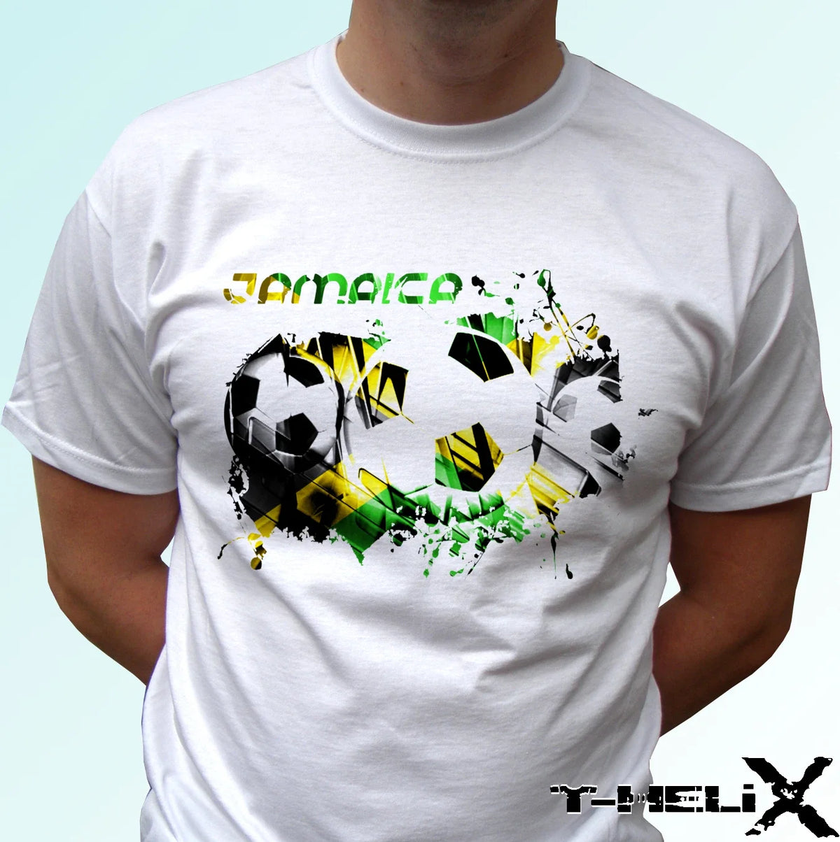 Jamaica football flag - white t shirt top soccer tee - mens womens kids baby Unisex , , , Long Sleeve Tee