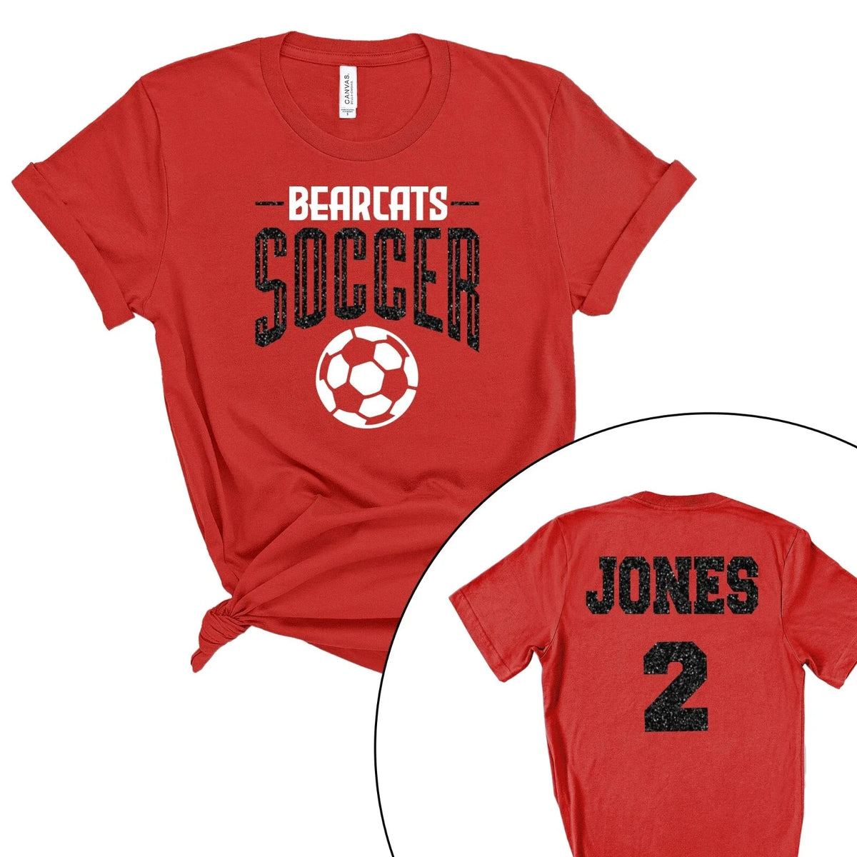 Custom Personalized Glitter Soccer Team Mom Design Unisex Soft Jersey T Shirt Unisex , , , Long Sleeve Tee