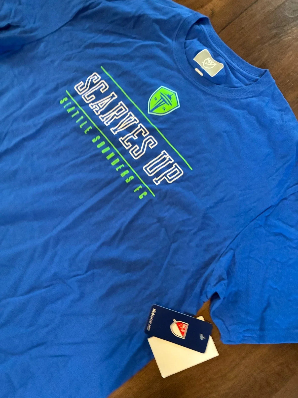 NWT Men's 2XL MLS Seattle Sounders FC T Shirt XXL Blue Scarves Up Soccer NEW Unisex , , , Long Sleeve Tee