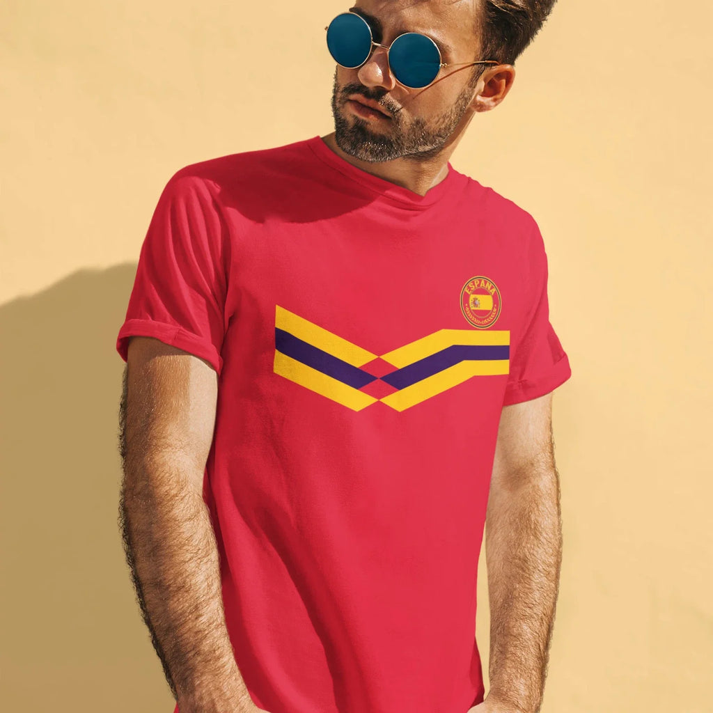 Mens SPAIN Retro Strip Football TShirt World Cup 2026 Espana Euro World Cup Unisex , , , Long Sleeve Tee