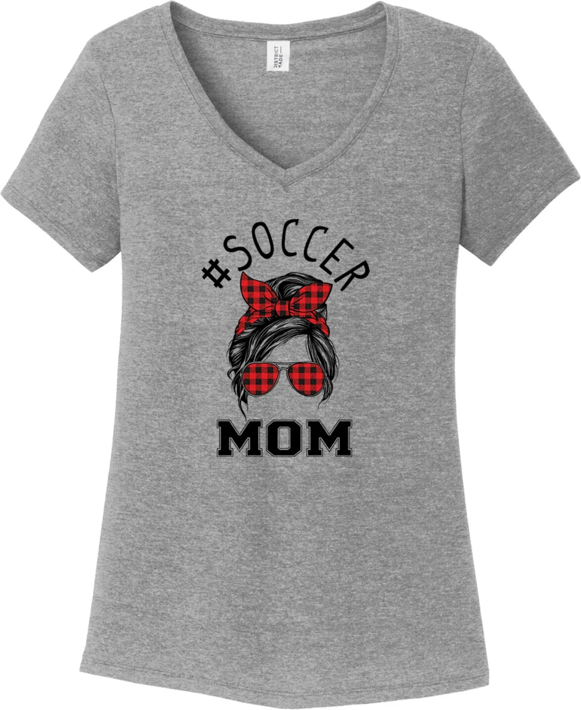 Mom Bun Soccer Mom Red Plaid Headband Womens Tri Blend V-neck Unisex , , , Long Sleeve Tee