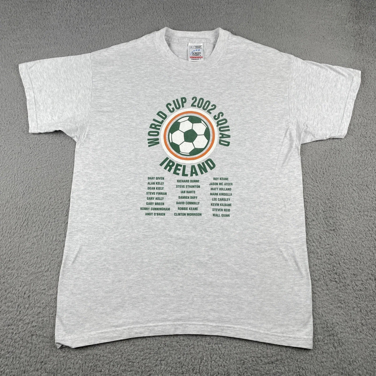 Vtg FOTL Screen Stars L World Cup 2002 Squad Ireland Y2K Era Soccer Futbol EUC Unisex , , , Long Sleeve Tee