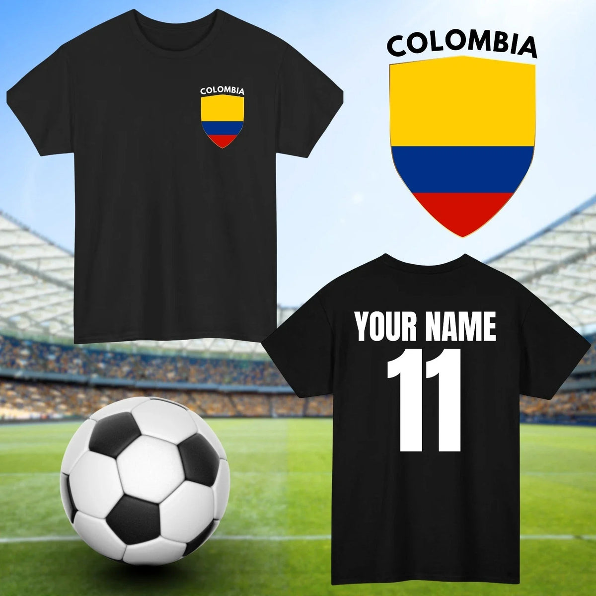 Personalised Colombia Football Custom Name And Number Sports Lover To Unisex , , , Long Sleeve Tee