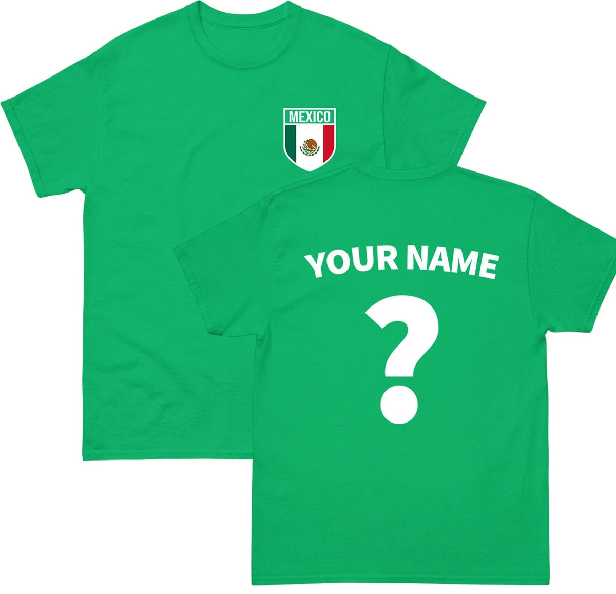 Personalised Mexico Badge football T Shirt, Custom football Name and Number Tee Unisex , , , Long Sleeve Tee