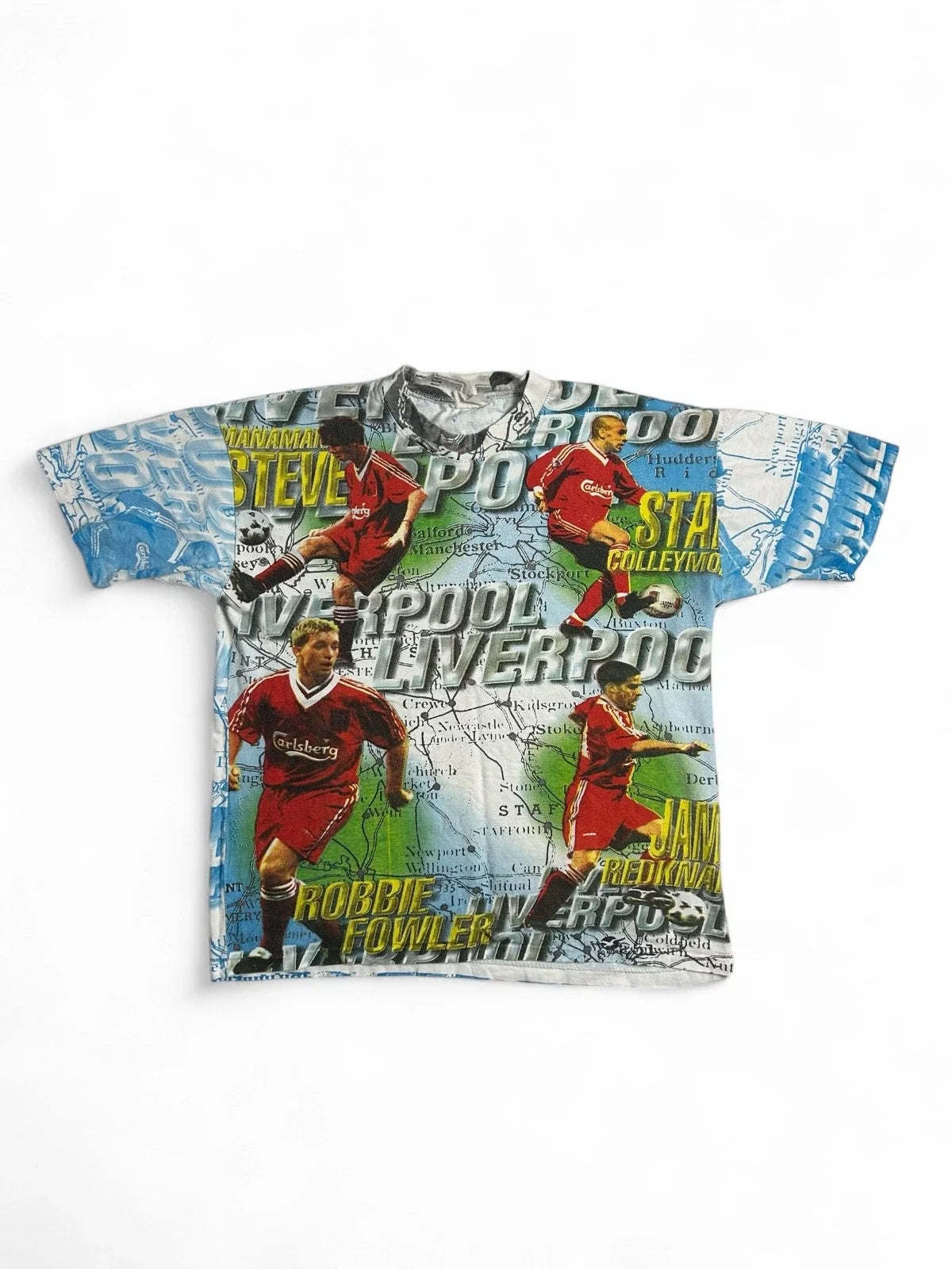 Vintage 90s Liverpool FC All Over Print Soccer Shirt Robbie Fowler Size S Rare Unisex , , , Long Sleeve Tee