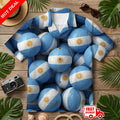 Argentina Soccer Ball Mens Hawaiian Shirt Aloha Blue White Football Fan Gift Unisex , , , Long Sleeve Tee