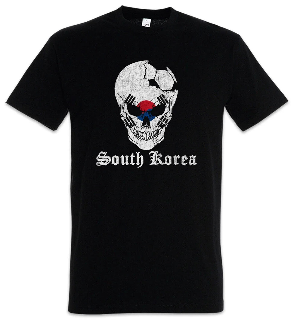 South Korea Football Skull I Soccer Flag Banner World Championship Unisex , , , Long Sleeve Tee