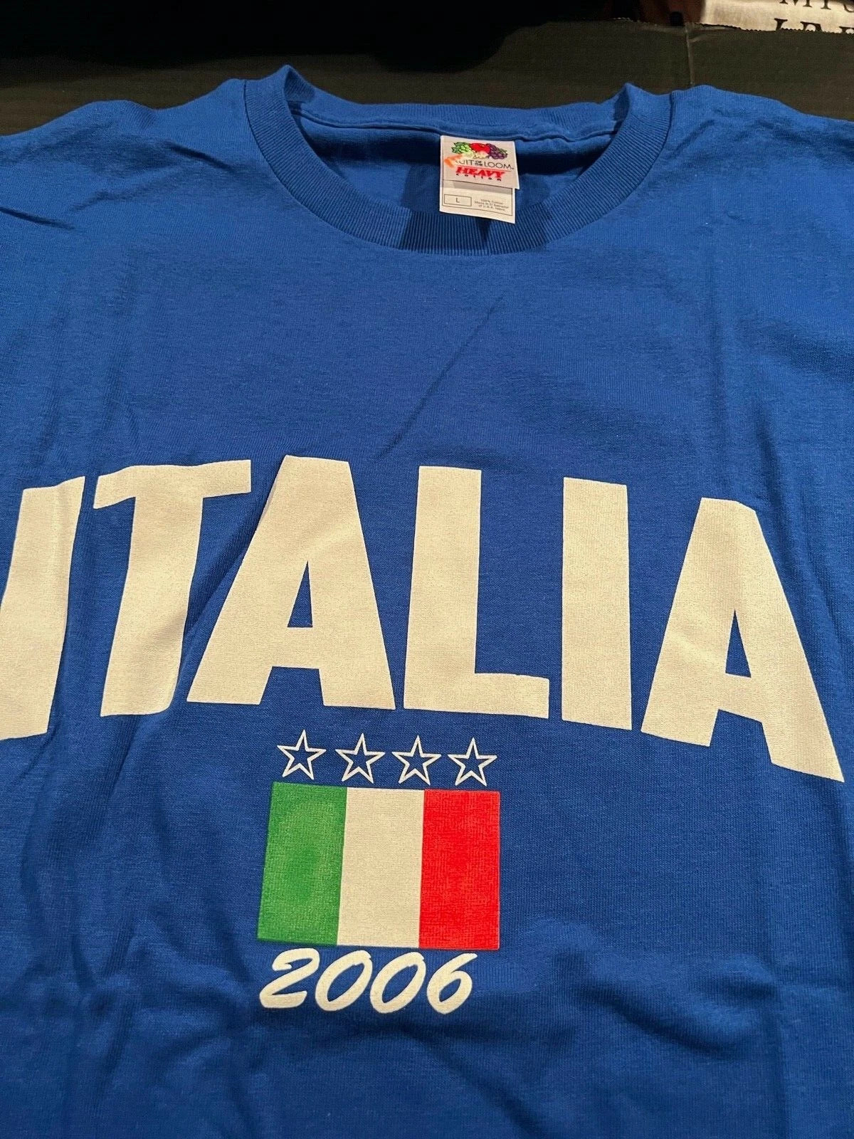 Vintage Italian Soccer T Shirt, Blue with Logo, Size Lg Unisex , , , Long Sleeve Tee