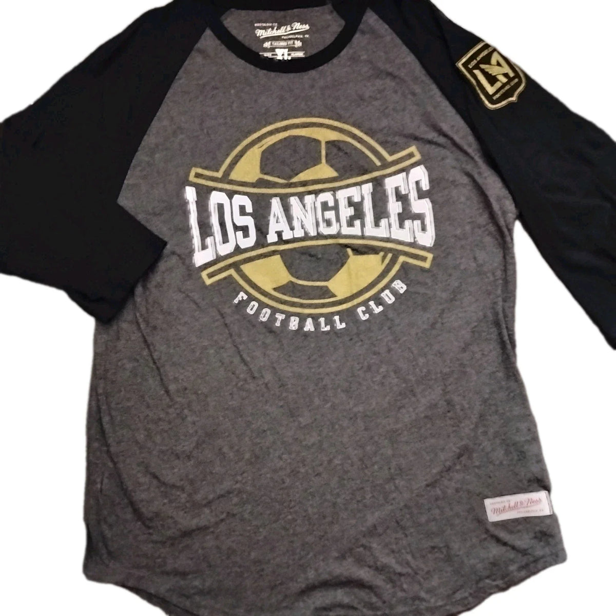 Los Angeles Football Club Henley Shirt Mens XL 3/4 Sleeve MLS Mitchell & Ness Unisex , , , Long Sleeve Tee