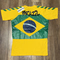 Brazil Soccer Football Carlsberg Hummel AOP Graphic Double Sided T Shirt Mens XL Unisex , , , Long Sleeve Tee