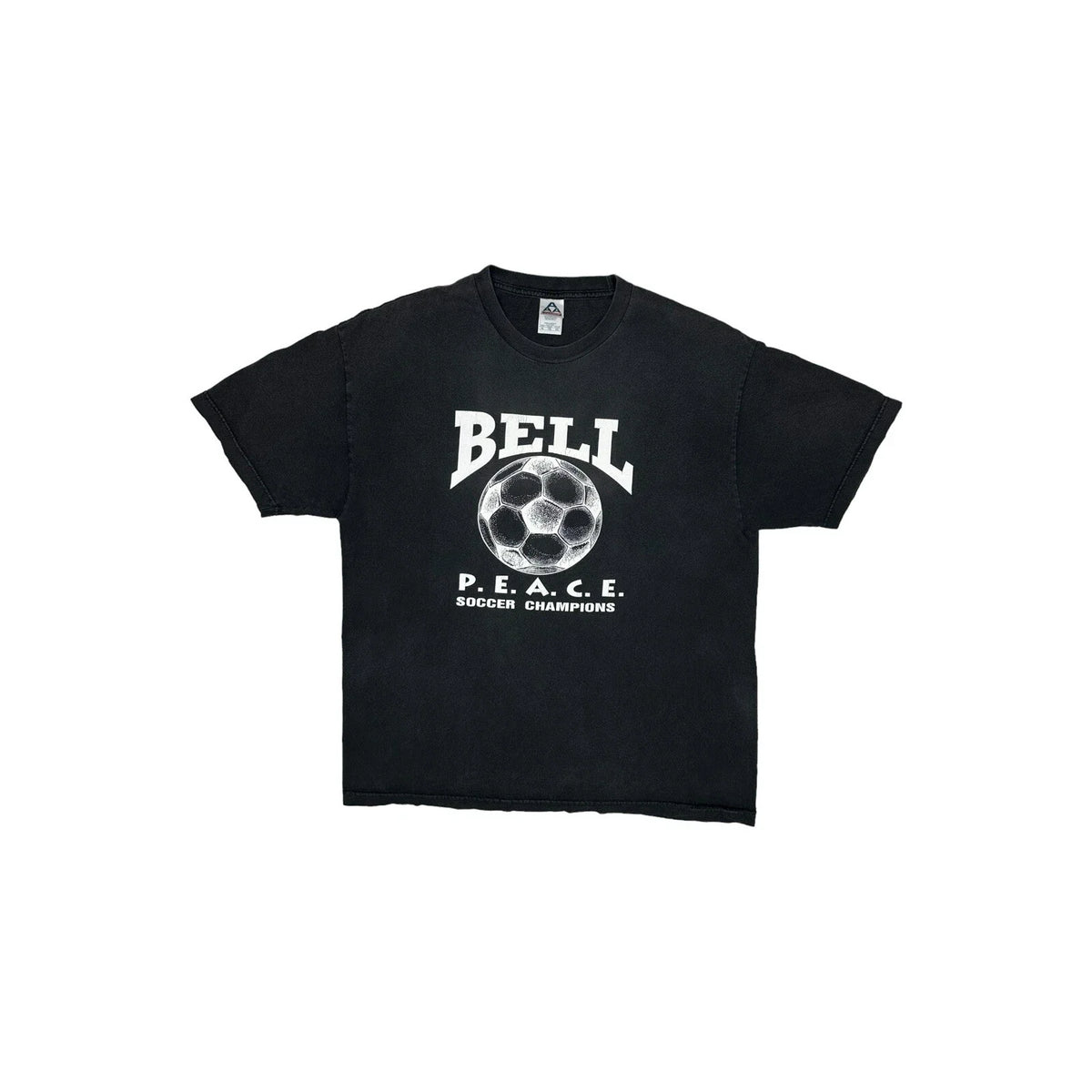 Vintage Soccer Bell Peace Mens XL Black Football Graphic Print Alstyle Unisex , , , Long Sleeve Tee