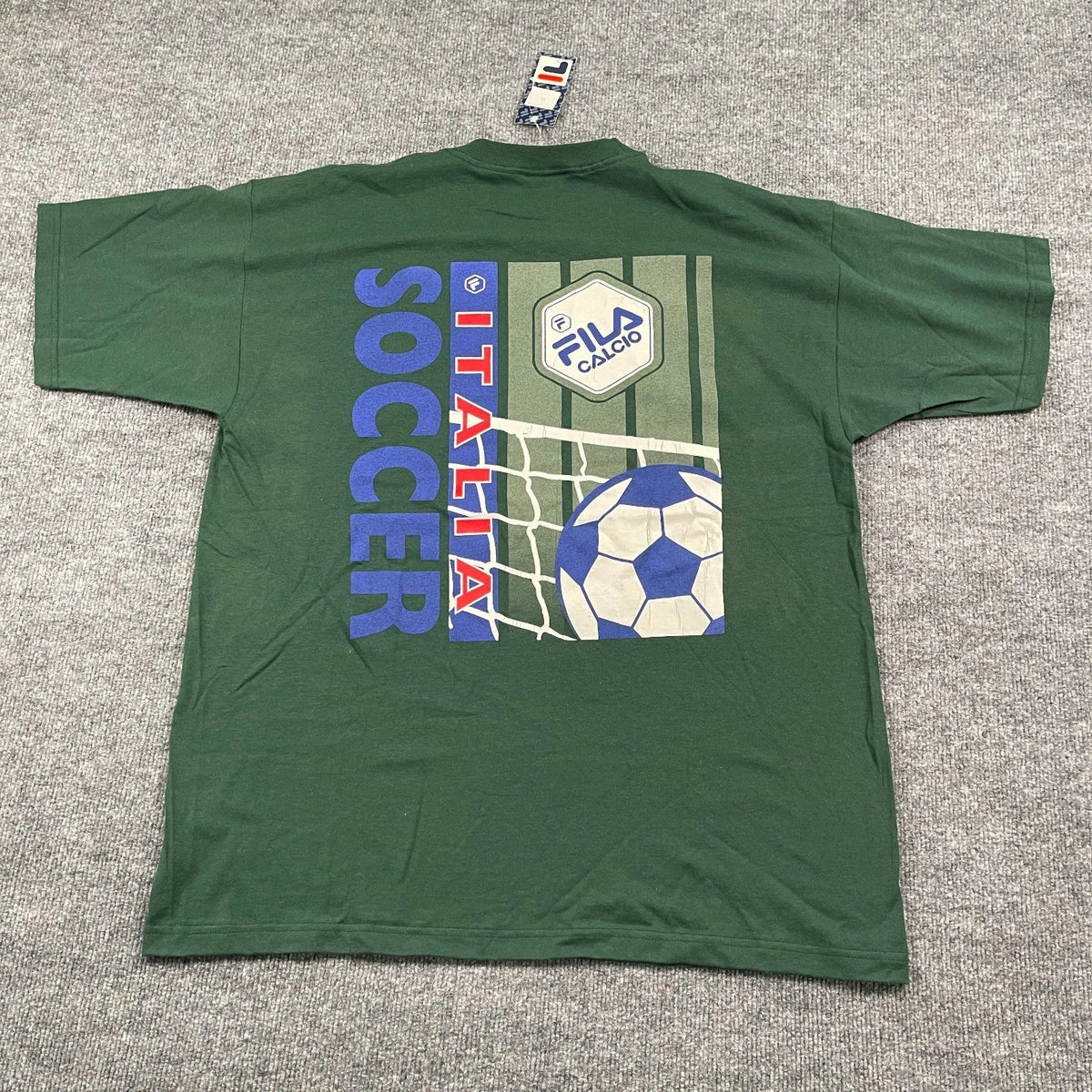 NWT Vintage 90s FILA Calcio Italia futbol Soccer Shirt Large 24x29 Green Unisex , , , Long Sleeve Tee