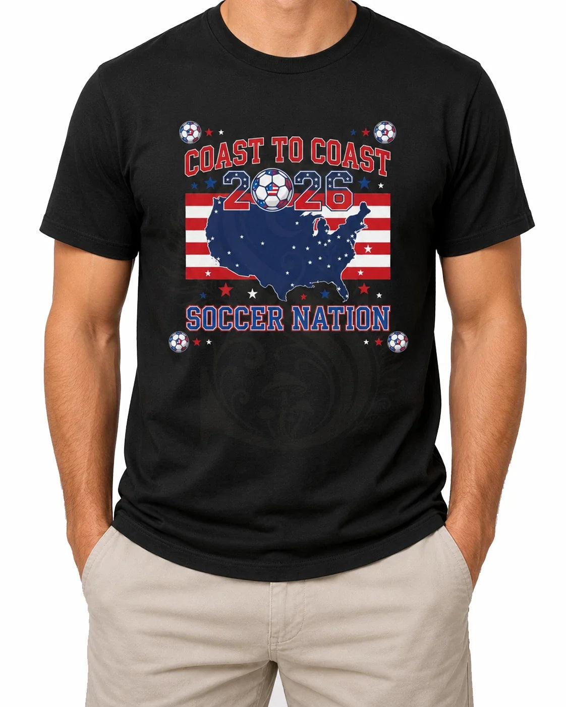 Coast to Coast 2026 Soccer Nation USA Soccer Fan Patriotic T Shirt Unisex , , , Long Sleeve Tee