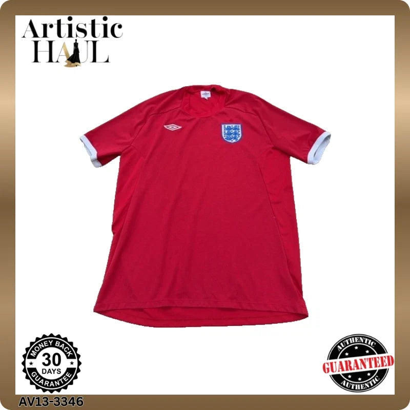 Umbro Men's Red England Football Jersey Size 44 EU Vintage Soccer Shirt Unisex , , , Long Sleeve Tee