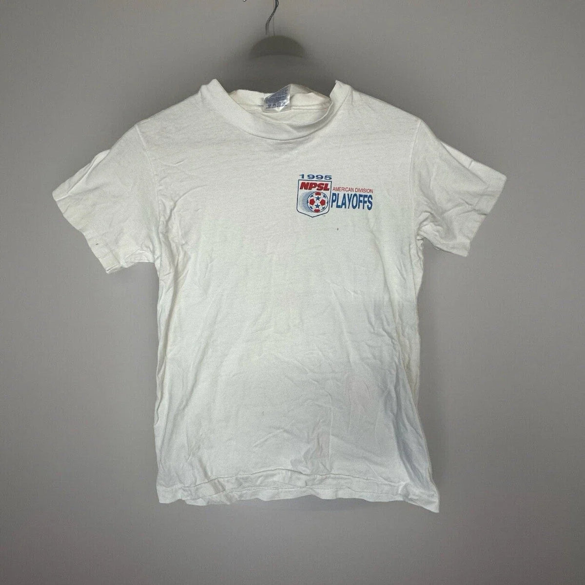 Vintage 1995 NPSL Soccer League White Graphic Tee Tshirt Made In USA Sc2 Unisex , , , Long Sleeve Tee