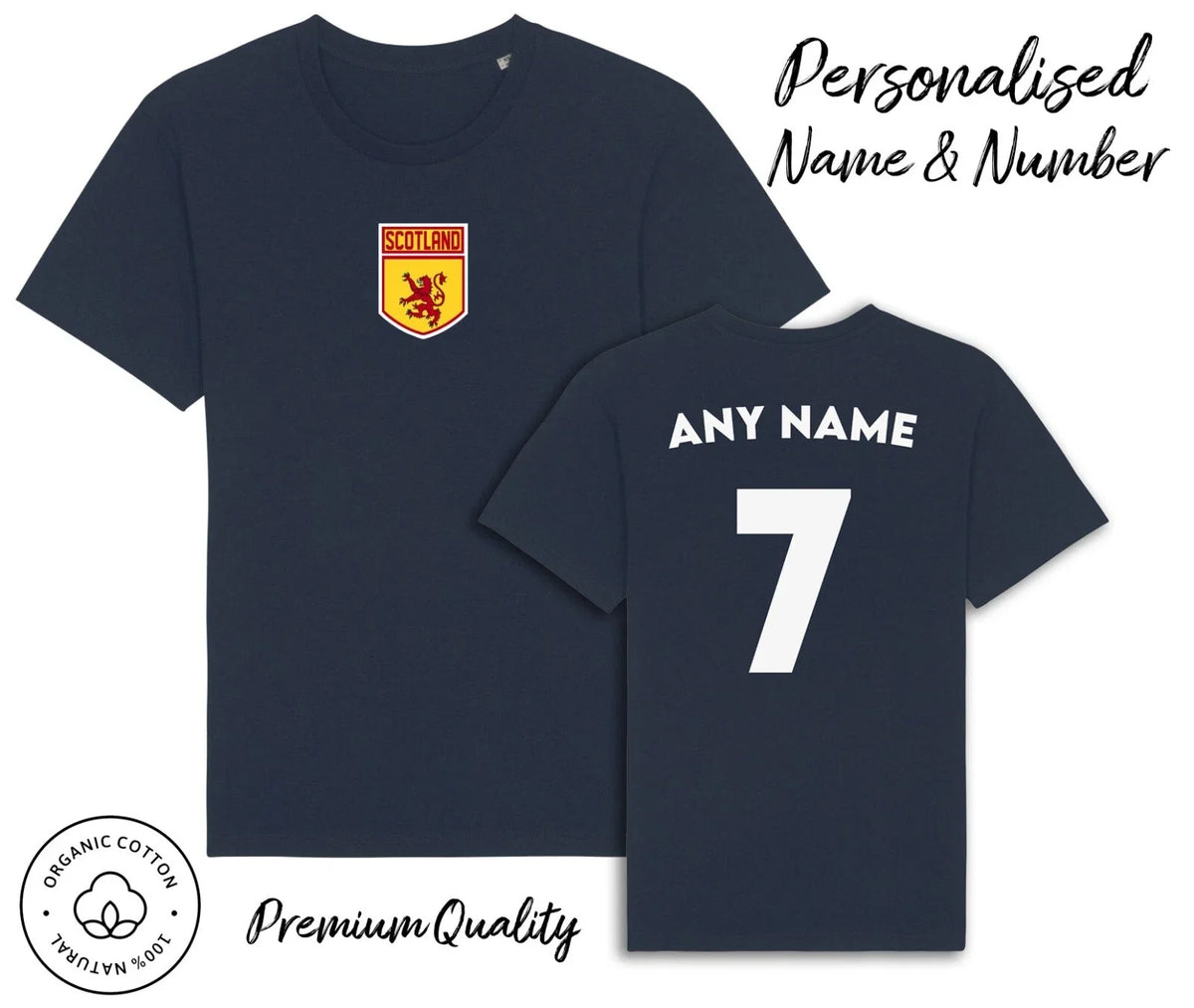 Scotland Flag 2026 Personalised Name & No Adult Kids Baby, Football Euro Unisex , , , Long Sleeve Tee