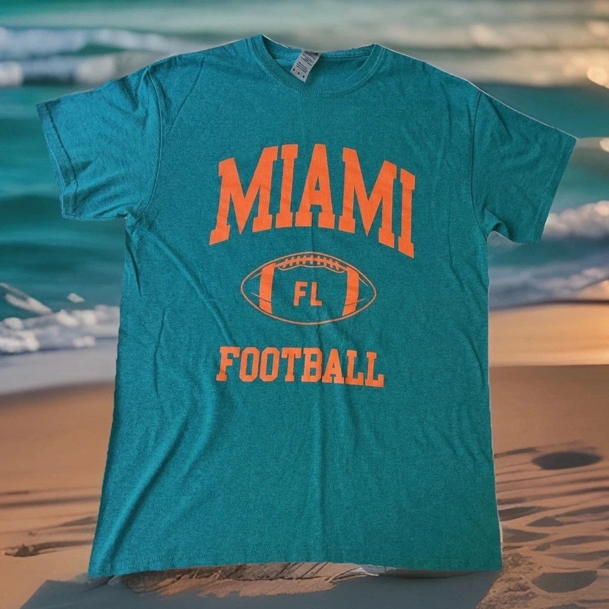 New Official U Of Miami (Florida) Hurricanes Football Shirt sz Medium Blue NCAA Unisex , , , Long Sleeve Tee