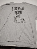 Vintage ODM Novelty Cat Graphic Gray Adult 3 XL M/F I do what I want Unisex , , , Long Sleeve Tee
