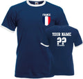 Personalised France Football Ringer Soccer Fans Sport Flag Badge Gift Unisex , , , Long Sleeve Tee