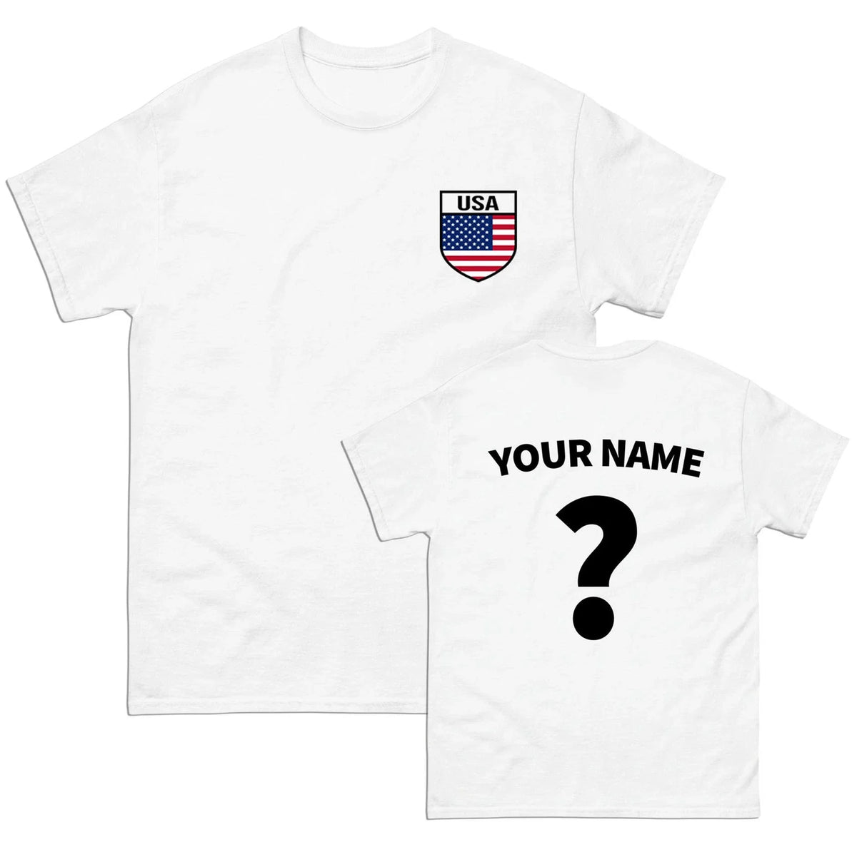 USA Badge football T Shirt, Personalised football Tee,Custom Name and Number Top Unisex , , , Long Sleeve Tee