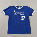 Vintage No Boundaries Shirt Mens Medium Blue Italia 27 Soccer Ringer y2k Unisex , , , Long Sleeve Tee