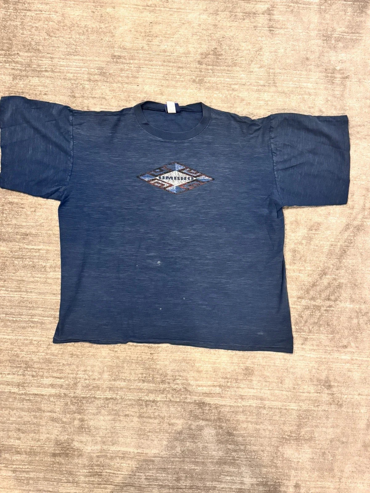 Umbro Vintage T Shirt Men’s XXL Blue 90’s Soccer Center Logo Unisex , , , Long Sleeve Tee