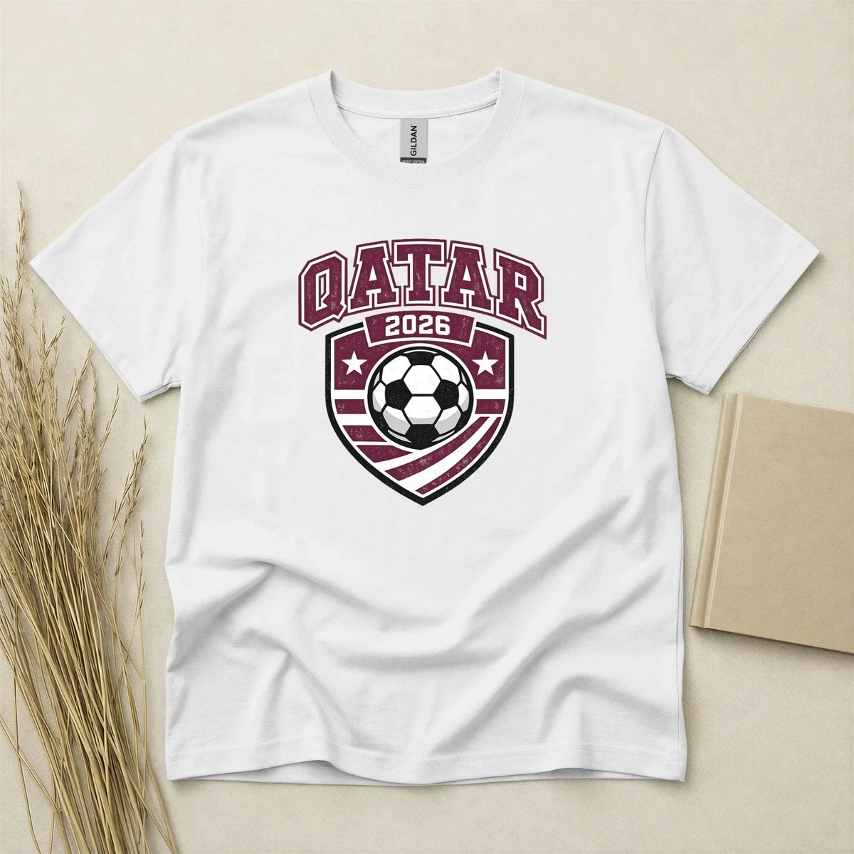 Qatar 2026 Football Fan T Shirt Soccer Supporters Gildan Cotton Family Top Unisex , , , Long Sleeve Tee