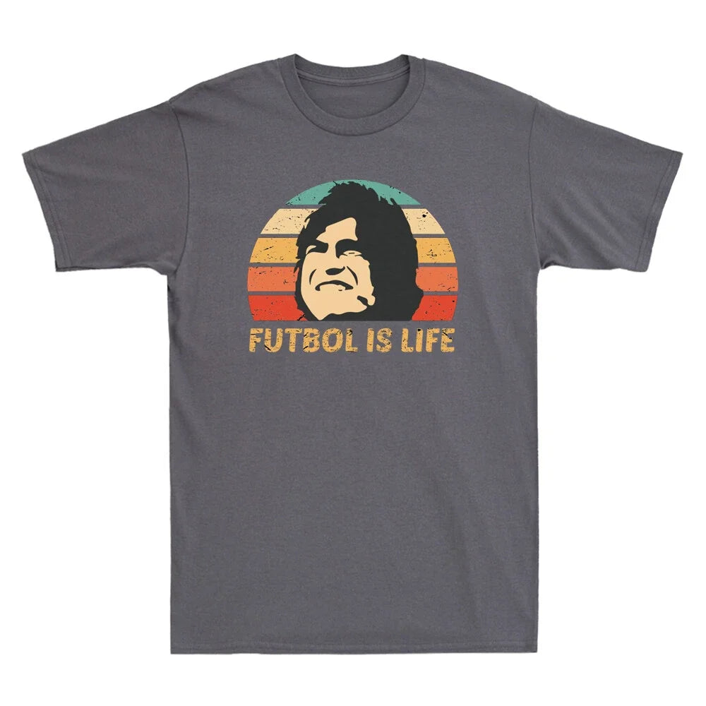 Futbol Is Life Vintage Men's T Shirt Funny Gift For Football Soccer Lovers Tee Unisex , , , Long Sleeve Tee