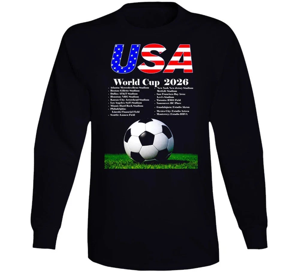 USA World Cup 2026 Stadiums Futbol Football Soccer Fan Gift Long Sleeve T Shirt Unisex , , , Long Sleeve Tee