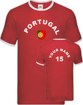 Personalised Portugal Football Ringer Soccer Fans Sport Flag Badge Gift Unisex , , , Long Sleeve Tee