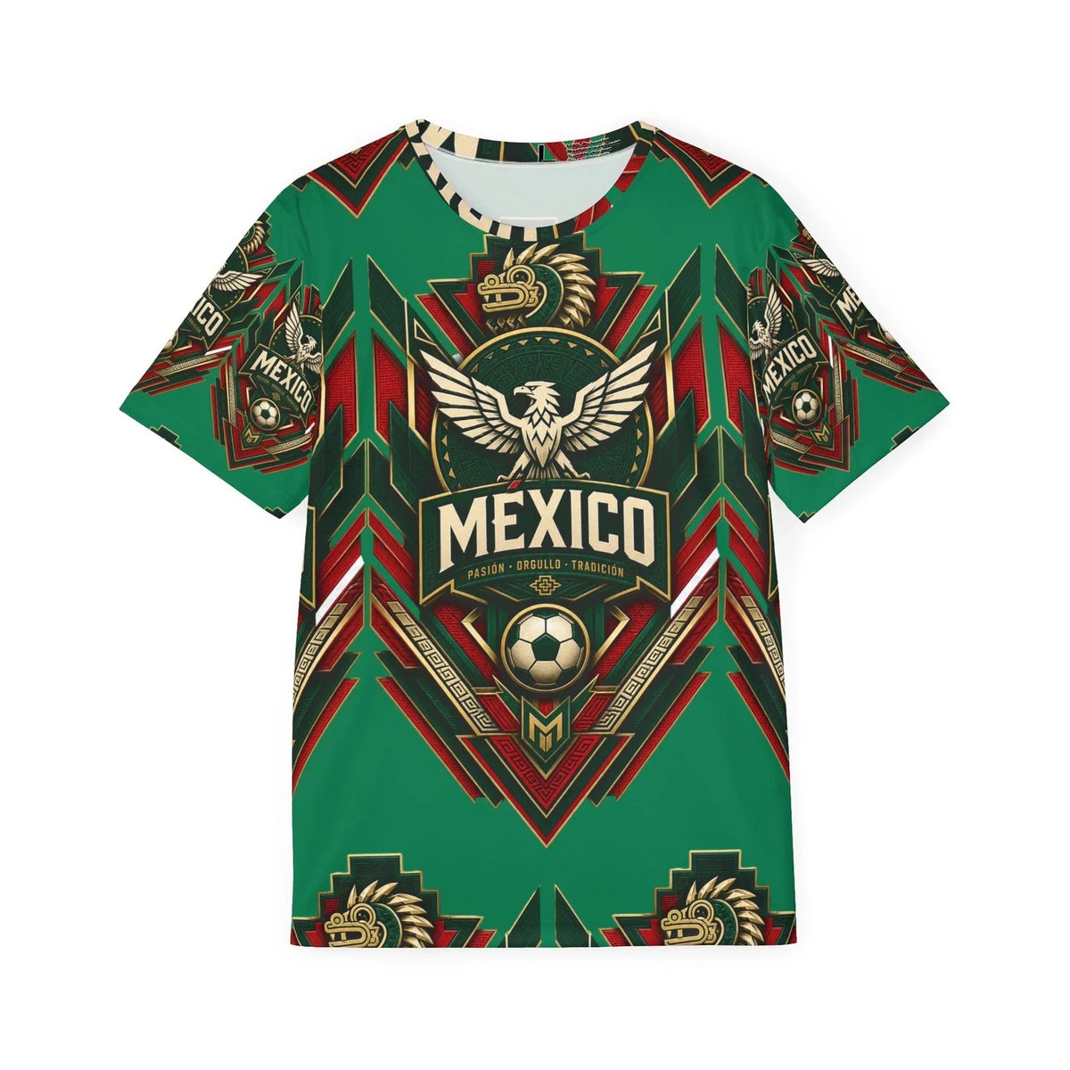 Mexico Inspired Soccer-Football AOP Jersey | Geometric Supporter Streetwear Unisex , , , Long Sleeve Tee
